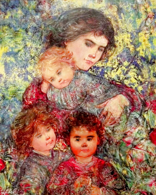 Japanese Mother And Daughter 1967 22x30 By Edna Hibel