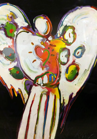 Angel With Heart on Black Unique 1990 44x32 by Peter Max